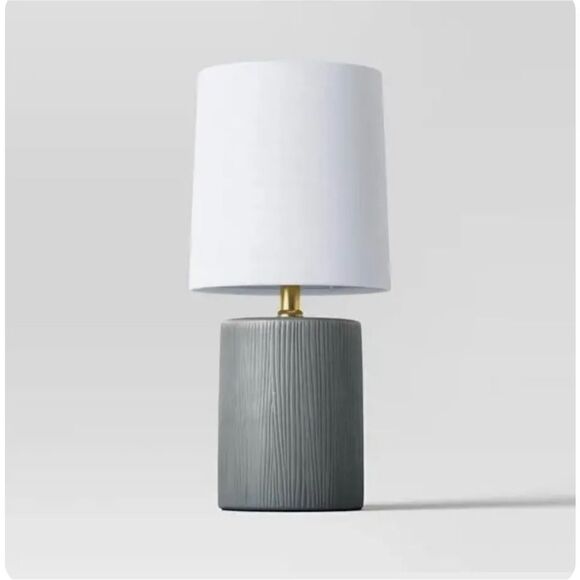 Lot 2 Threshold Grey Wood Grain Table Lamps 13 inch Modern Lighting - Picture 1 of 5